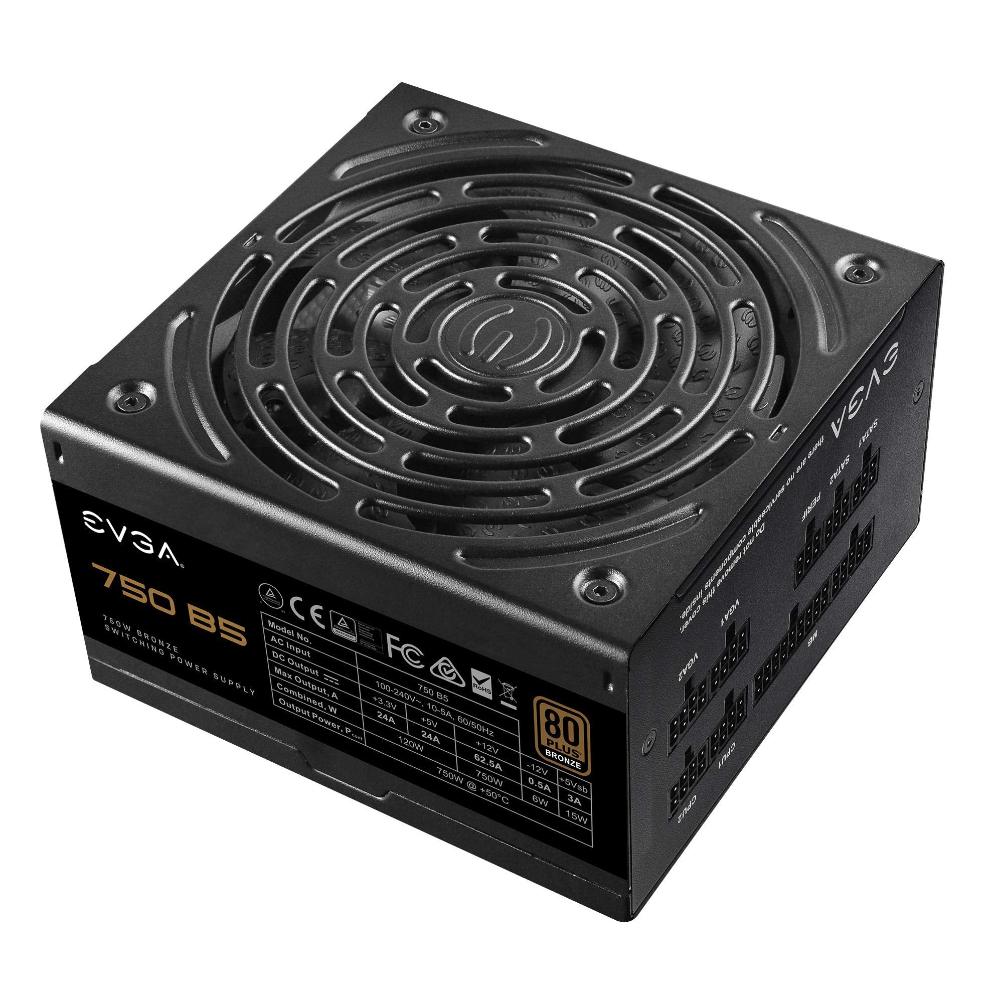 EVGA 750 B5, 80 Plus BRONZE 750W, Fully Modular, EVGA ECO Mode, 5 Year Warranty, Compact 150mm Size, Power Supply 220-B5-0750-V1