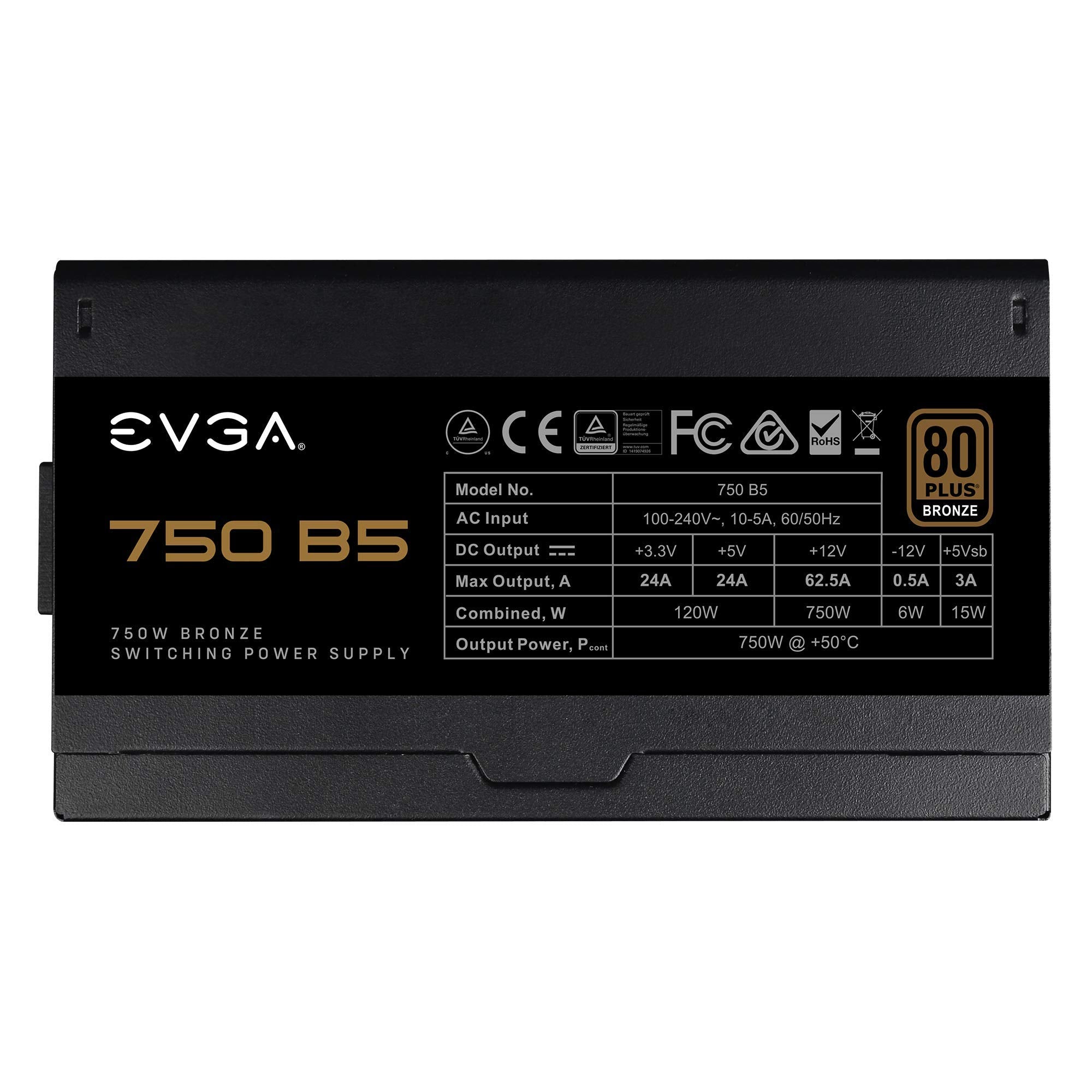 EVGA 750 B5, 80 Plus BRONZE 750W, Fully Modular, EVGA ECO Mode, 5 Year Warranty, Compact 150mm Size, Power Supply 220-B5-0750-V1